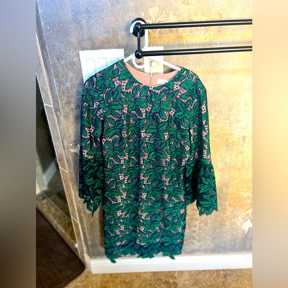 Dress the Population Green Floral Lace Long Sleeve Dress XL